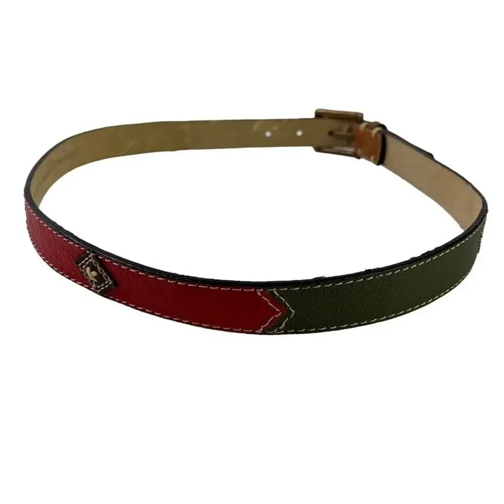 Rolfs Full Grain Leather Embroidered Red Green Navy Brown 1